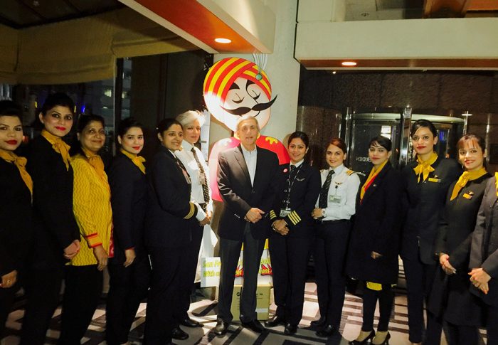Celebrating with Air India’s all Women crew on the Delhi-SFO-Delhi flight – Women’s Day 2016